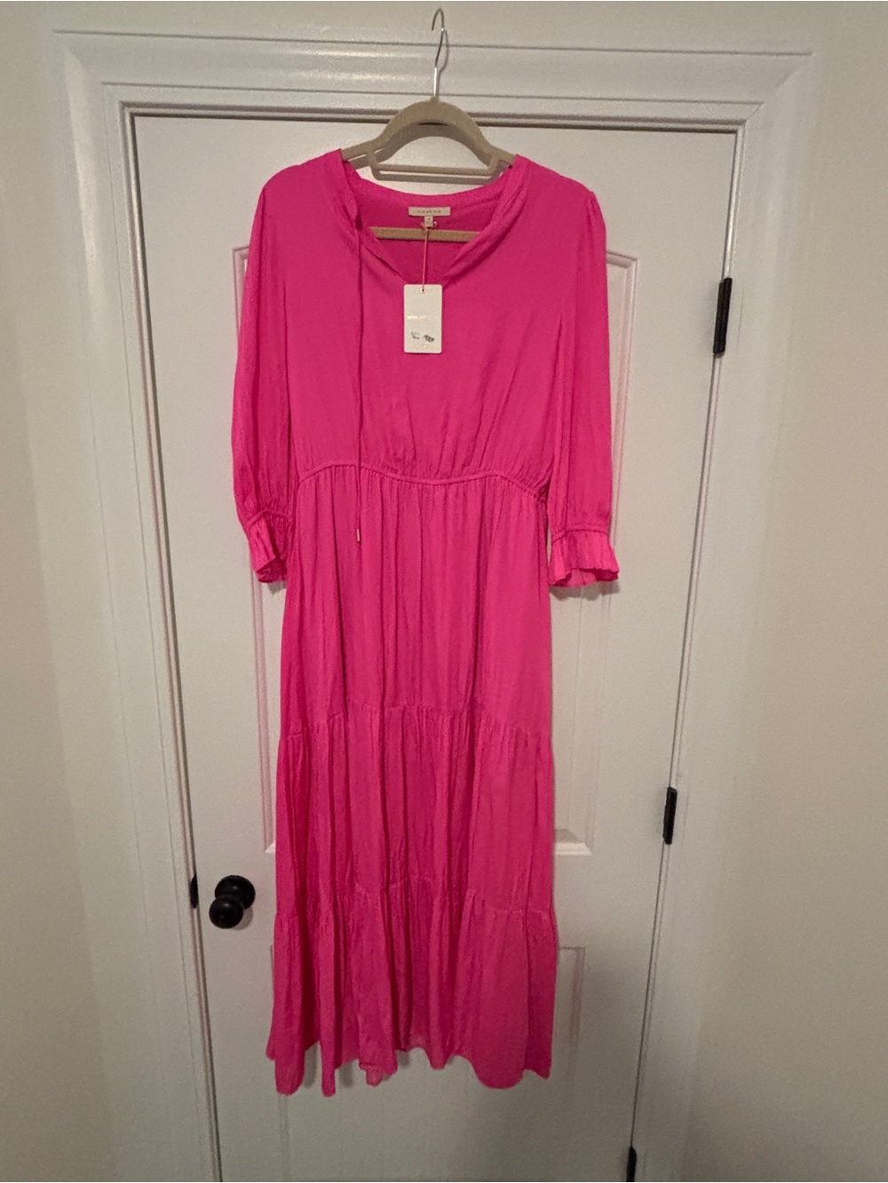 Bright Pink Tiered Women's Dress Skies are Blue